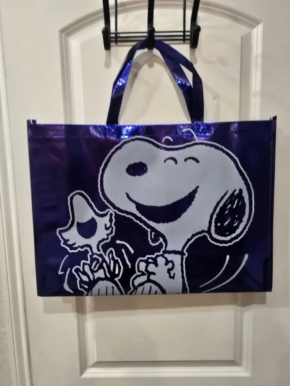 Peanuts Snoopy Metallic Shopper Tote Bag- Purple